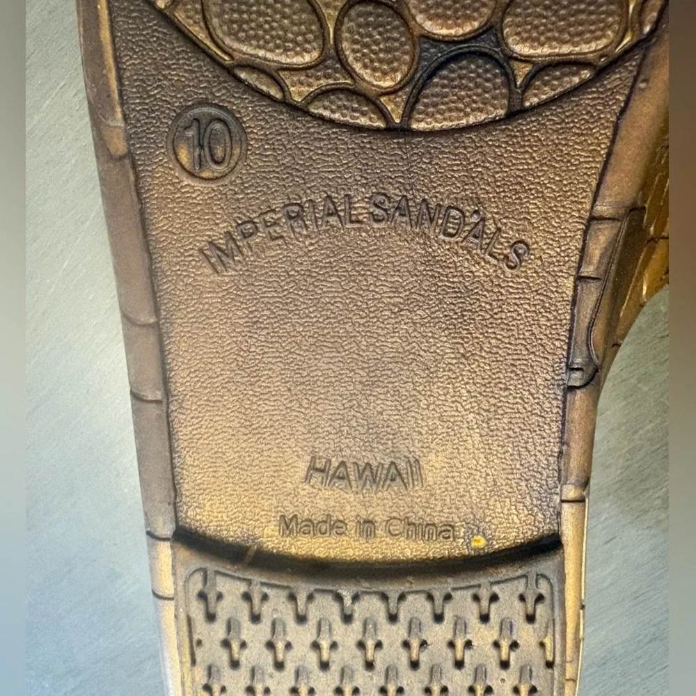 Imperial Hawaii Beach Sandals Lightweight Vacation Shoes Brown Men’s Size 10